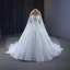 Luxe Blanche Fait main Perlage Perle Paillettes Robe De Mariée 2023 Robe Boule Bustier Sans Manches Dos Nu Chapel Train Mariage