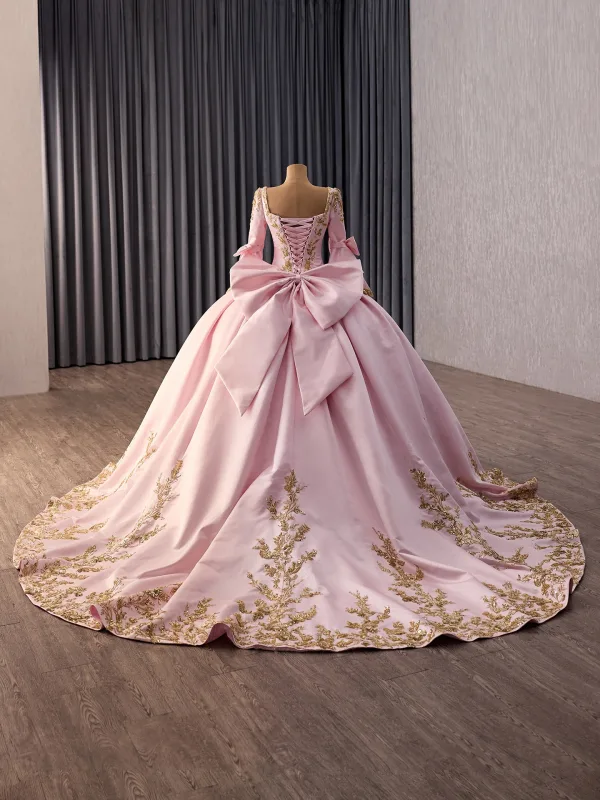 Luxury / Gorgeous Lovely Candy Pink Handmade  Beading Sequins Lace Flower Prom Dresses 2026 Ball Gown Off-The-Shoulder Sleeveless Backless Bow
