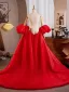 Chic / Beautiful Red Handmade  Prom Jackets & wraps 2025 Puffy Short Sleeve
