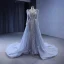 High-end Vintage / Retro Grey Beading Sequins Evening Dresses 2023 Trumpet / Mermaid V-Neck Long Sleeve Evening Party Court Train Formal Dresses