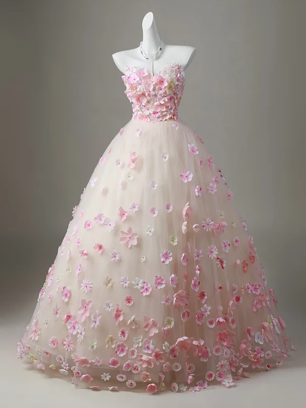 Blumenfee Rosa Perle Applikationen Ballkleider 2026 Ballkleid Off Shoulder Kurze Ärmel Rückenfreies Lange Festliche Kleider