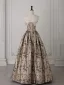 Vintage Champagne Glittriga / Glitter Utskrift Balklänningar 2025 Prinsessa Axelbandslös Ärmlös Halterneck Långa Formella Klänningar