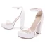 Sexy Blanche Été Soirée Sandales Femme 2022 12 cm Talons Épais Bride Cheville Peep Toes / Bout Ouvert Sandales Talons Hauts