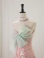 Scintillantes Rougissant Rose Paillettes Noeud Robe De Bal 2025 Trompette / Sirène Bustier Sans Manches Dos Nu Train De Balayage Robe De Ceremonie