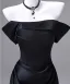 Style Audrey Hepburn Noire Robe De Soirée 2026 Trompette / Sirène De l'épaule Manches Courtes Dos Nu Train De Balayage Robe De Ceremonie