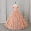 Sparkly Silver Sequins Prom Dresses 2026 Ball Gown Off-The-Shoulder Sleeveless Backless Floor-Length / Long Formal Dresses