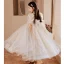 Charming Champagne Beading Sequins Birthday Flower Girl Dresses 2022 Ball Gown Scoop Neck Short Sleeve Backless Bow Floor-Length / Long Flower Girl Dresses