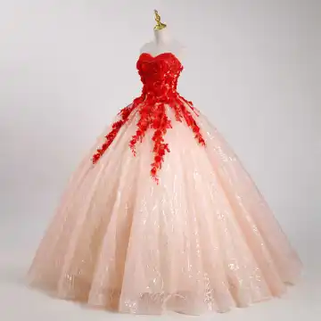 Chic Belle Champagne Perlage En Dentelle Fleur Appliques Robe De Bal 2024 Robe Boule Bustier Sans Manches Dos Nu Longue Promo Robe De Ceremonie