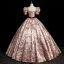 Modern / Fashion Burgundy Printing Prom Dresses 2023 Ball Gown Square Neckline Short Sleeve Backless Bow Sash Floor-Length / Long Prom Formal Dresses