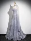 Bling Bling Grau Perlenstickerei Pailletten Ballkleider 2024 A Linie Bandeau Ärmellos Rückenfreies Lange Ball Festliche Kleider