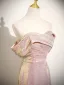 Glitzernden Sexy Rosa Pailletten Ballkleider 2025 Meerjungfrau Off Shoulder Kurze Ärmel Rückenfreies Sweep / Pinsel Zug Festliche Kleider