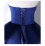 Vintage / Retro Navy Blue Satin Prom Dresses 2022 Ball Gown Strapless Lace Flower Sleeveless Backless Floor-Length / Long Prom Formal Dresses