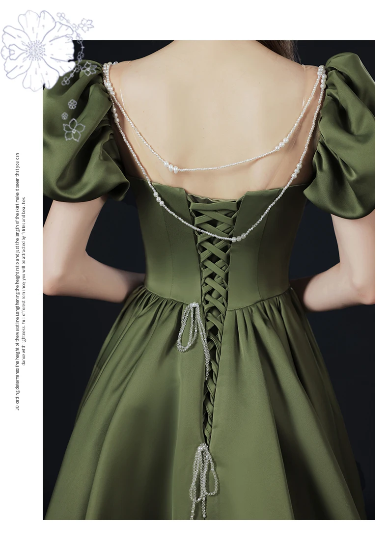 slim fit dress slacks Short Green Satin Prom Dresses Off Shoulder with Lace Flowers Beaded