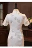 Chinese style White Butterfly Embroidered Cheongsam 2026 Trumpet / Mermaid High Neck Short Sleeve Tea-length
