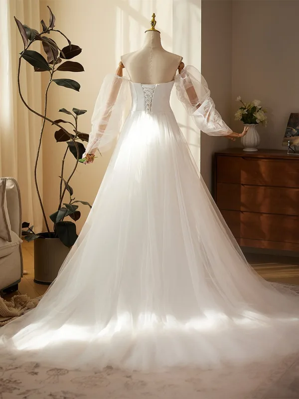 Schöne Weiß Satin Leichtes Brautkleider / Hochzeitskleider 2025 Meerjungfrau Bandeau Ärmellos Rückenfreies Sweep / Pinsel Zug Hochzeit
