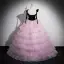 Fashion Blushing Pink Appliques Cascading Ruffles Prom Dresses Ball Gown 2024 Spaghetti Straps Bow Sleeveless Floor-Length / Long Prom Formal Dresses