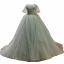 Charmant Salbeigrün Perlenstickerei Perle Pailletten Ballkleider 2023 Ballkleid Bandeau Ärmellos Rückenfreies Sweep / Pinsel Zug Ball Festliche Kleider