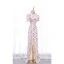 Charming Lace Flower White Cheongsam 2022 Trumpet / Mermaid High Neck Short Sleeve Backless Split Front Floor-Length / Long Evening Party Cheongsam / Qipao
