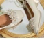 Vintage / Originale Beige Perle Bride Cheville Faux Diamant Satin Chaussure De Mariée 2024 5 cm Talons Épais Pied Carré Mariage Escarpins Talons Hauts
