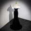 Sexy Schwarz Abendkleider 2023 Meerjungfrau Rüschen Off Shoulder Ärmellos Rückenfreies Sweep / Pinsel Zug Abend Festliche Kleider