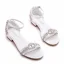 Sexy Blanche Faux Diamant Chaussure De Mariée 2023 Bride Cheville Talon Bas Peep Toes / Bout Ouvert Mariage Sandales Talons Hauts