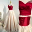 Vintage / Retro Classic Burgundy Satin Prom Dresses 2022 A-Line / Princess Sequins Strapless Sleeveless Backless Prom Floor-Length / Long Formal Dresses