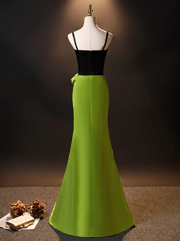 Fashion Green Evening Dresses 2024 Trumpet / Mermaid Spaghetti Straps Sleeveless Backless Floor-Length / Long Evening Party Formal Dresses