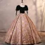Vintage / Retro Black Embroidered Satin Prom Dresses 2023 Ball Gown Square Neckline Short Sleeve Backless Floor-Length / Long Prom Formal Dresses