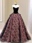 Élégant Noire Impression Robe De Bal 2025 Robe Boule Bustier Sans Manches Dos Nu Noeud Train De Balayage Promo Robe De Ceremonie