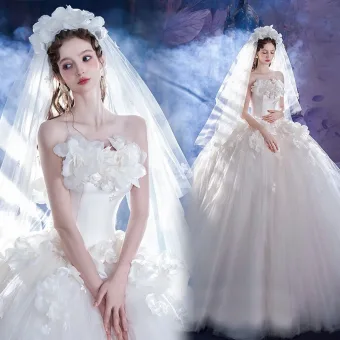 Élégant Blanche Appliques Robe De Mariée 2025 Robe Boule Bustier Sans Manches Dos Nu Tribunal Train Mariage