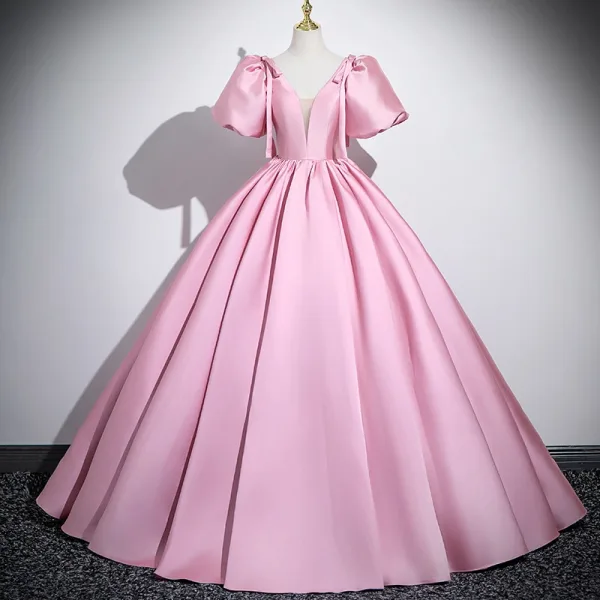 formal puffy dresses Pink Princess Puffy Ball Gown Prom Dresses – TANYA BRIDAL main image 0