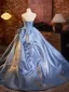 Elegant Sky Blue Prom Dresses 2024 Ball Gown Strapless Sleeveless Backless Sweep Train Prom Formal Dresses
