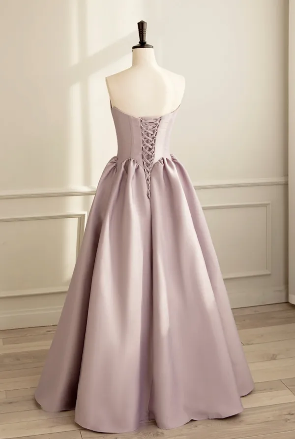 Modest / Simple Blushing Pink Prom Dresses 2023 A-Line / Princess Strapless Sleeveless Backless Floor-Length / Long Prom Formal Dresses