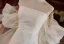 Fashion White Split Front Wedding Dresses 2024 A-Line / Princess Off-The-Shoulder Short Sleeve Backless Floor-Length / Long Wedding