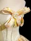 Elegant Gold Printing Prom Dresses 2025 A-Line / Princess Off-The-Shoulder Short Sleeve Backless Floor-Length / Long Formal Dresses