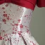 Elegant Burgundy Printing Satin Prom Dresses 2023 A-Line / Princess Square Neckline Bow Puffy Short Sleeve Backless Floor-Length / Long Formal Dresses