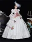 Medieval Vintage / Retro White Lace Flower Appliques Prom Dresses 2025 Ball Gown High Neck Bell sleeves Floor-Length / Long Prom Formal Dresses