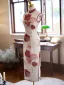 Chinese style Beige Printing Tea-length Cheongsam 2024 Trumpet / Mermaid High Neck Sleeveless