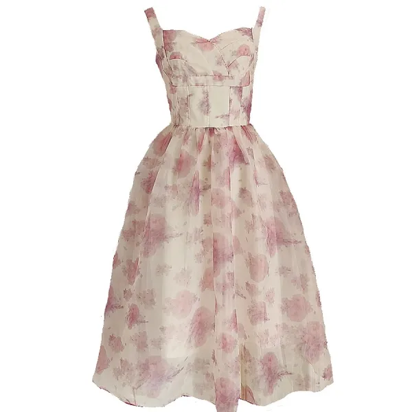 Simple Blanche Impression Organza Robe De Bal 2023 Princesse Encolure Carrée Sans Manches Dos Nu Courte Promo Robe De Ceremonie