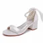 Fashion Champagne Pearl Ankle Strap Bow Satin Wedding Shoes 2024 5 cm Thick Heels Open / Peep Toe Wedding Sandals High Heels