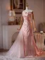 Romantisch Rosa Ballkleider 2026 A Linie Bandeau Ärmellos Rückenfreies Sweep / Pinsel Zug Ball Festliche Kleider
