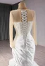 High-end Elegant White Pearl Sequins Satin Wedding Dresses 2024 Trumpet / Mermaid Scoop Neck Long Sleeve Floor-Length / Long Wedding