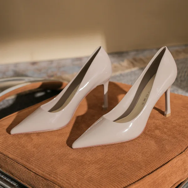 Modest / Simple Black Office OL Patent Leather Pumps 2023 8 cm Stiletto Heels Pointed Toe Pumps High Heels