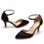 Schlicht Schwarz Ball Sandalen Damen 2024 Knöchelriemen 7 cm Stilettos Spitzschuh Hochhackige