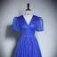 Vintage / Originale Bleu Roi Paillettes Robe De Bal 2023 Princesse V-Cou Manches Courtes Dos Nu Longue Promo Robe De Ceremonie