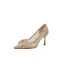 Schöne Nude Abend Wildleder Pumps 2022 Schleife Strass 8 cm Stilettos Spitzschuh Pumps Hochhackige