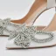 Charmant Weiß Leder Strass Schmetterling Brautschuhe 2022 Spitzschuh 10 cm Stilettos Hochzeit Hochhackige