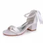 Sexy Weiß Perle Knöchelriemen Schleife Brautschuhe 2024 5 cm Thick Heels Peeptoes Hochzeit Sandaletten Hochhackige