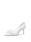 Elegant White Satin Appliques Rhinestone Wedding Shoes 2024 8 cm Stiletto Heels Pointed Toe Wedding Pumps High Heels