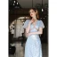 Sparkly Sky Blue Sequins Evening Dresses 2022 A-Line / Princess Scoop Neck Short Sleeve Floor-Length / Long Evening Party Formal Dresses